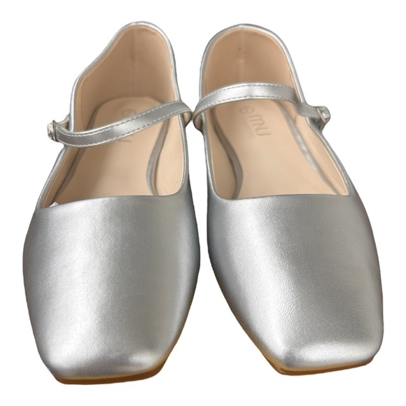 Silver Ballet Mary Jane Flats Adjustable Strap Square Toe Comfortable - Picture 6 of 10